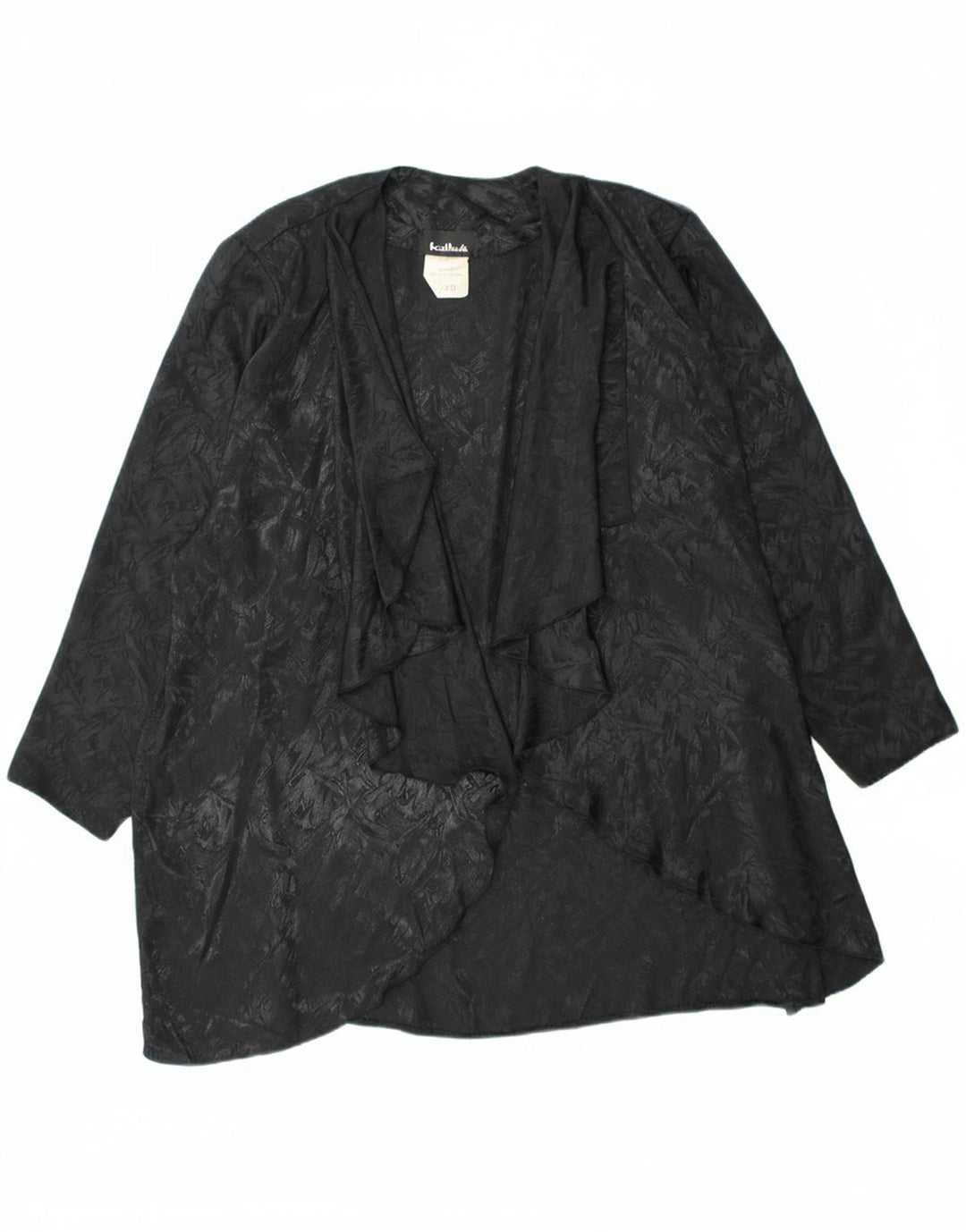 VINTAGE Womens Longline Cardigan Top EU 40 Medium Black Floral Polyester