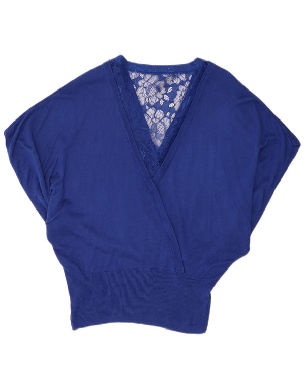 Oasis Camicetta a pipistrello da donna Top UK 14 Viscosa floreale blu medio