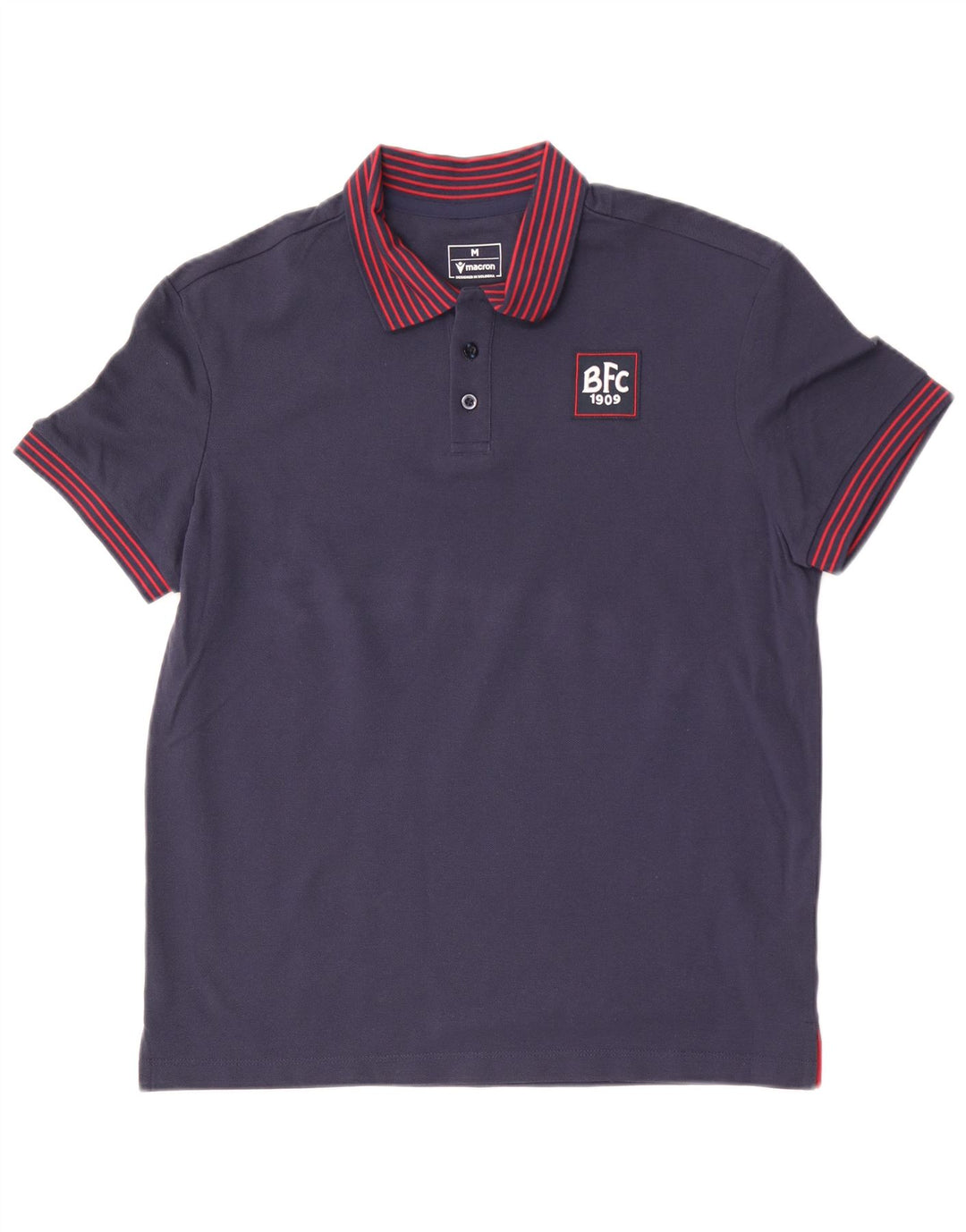 Polo Uomo Macron Cotone Rigato Medio Blu Navy