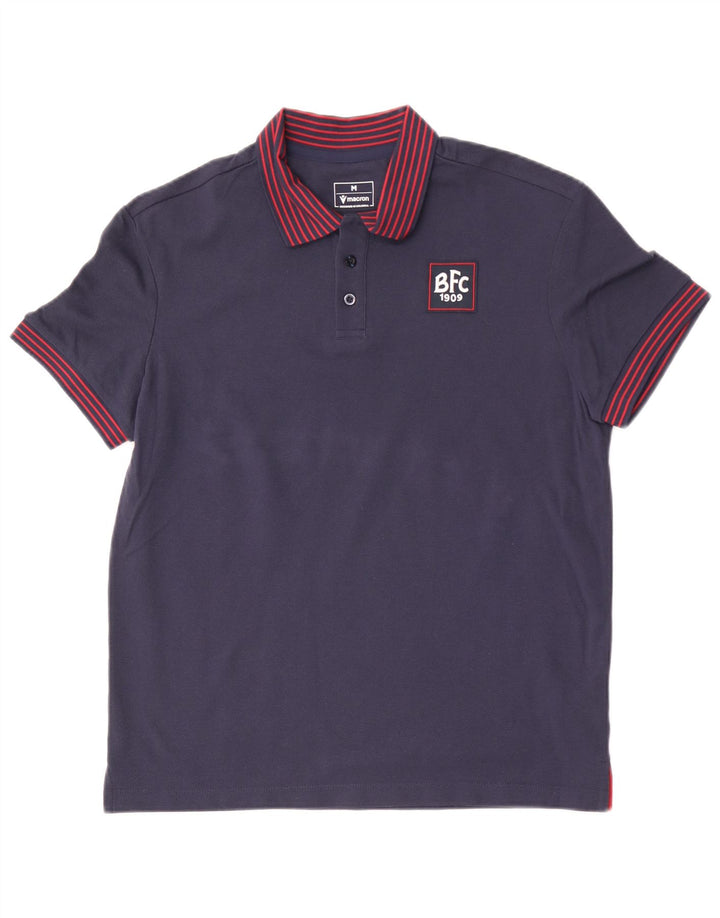 Polo Uomo Macron Cotone Rigato Medio Blu Navy