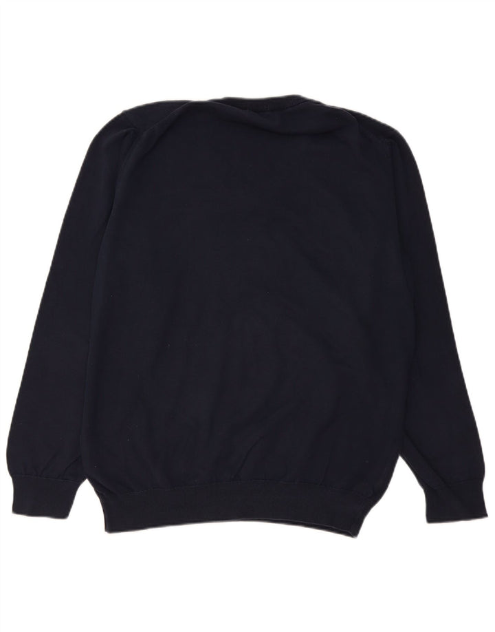 Gant Maglione da uomo con scollo a V grande in cotone blu navy