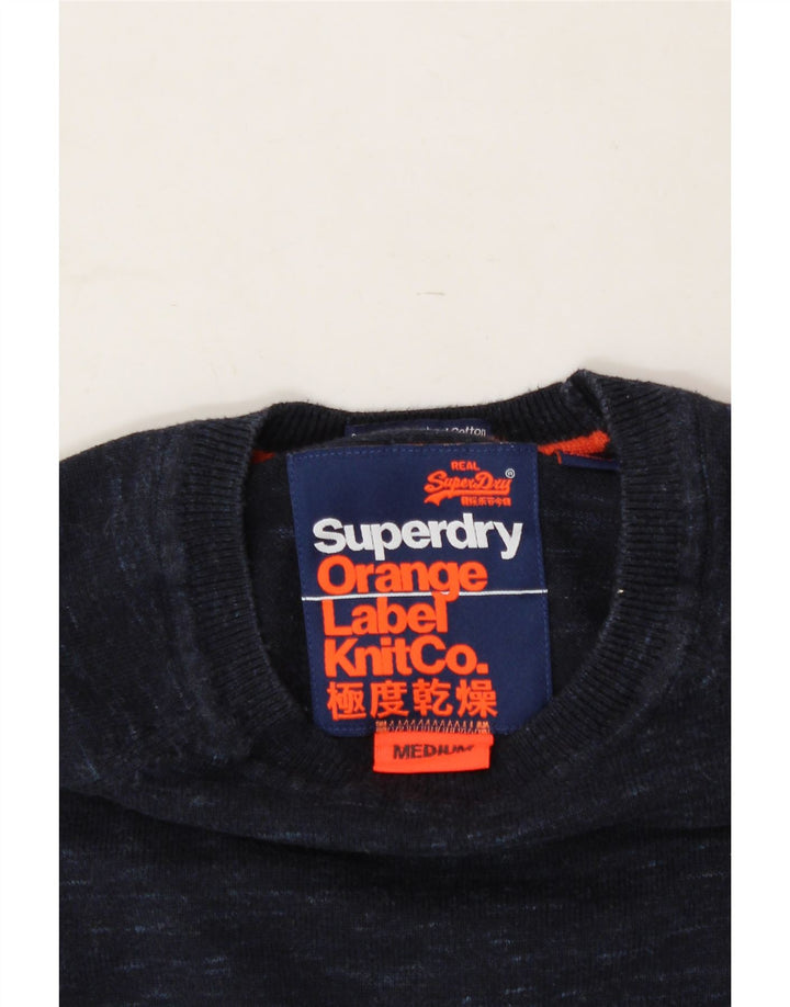 SUPERDRY Womens Crew Neck Jumper Sweater UK 14 Medium Navy Blue Flecked Vintage Superdry and Second-Hand Superdry from Messina Hembry 