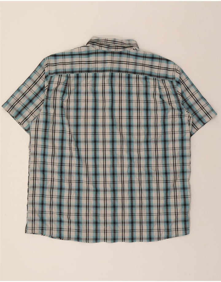 EDDIE BAUER Mens Short Sleeve Shirt XL Blue Check Polyester Vintage Eddie Bauer and Second-Hand Eddie Bauer from Messina Hembry 