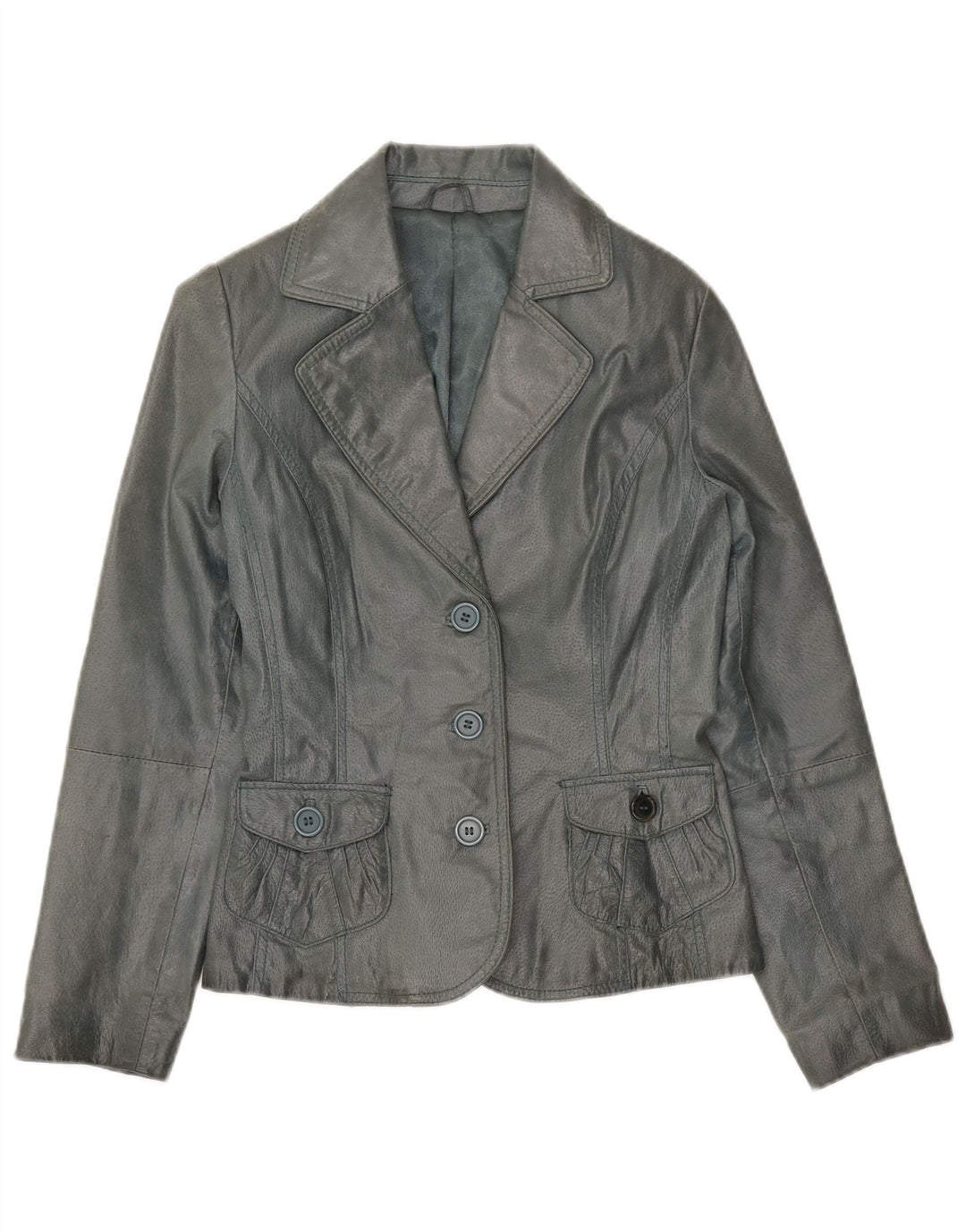 Giacca blazer vintage da donna a 3 bottoni UK 10 piccola grigia
