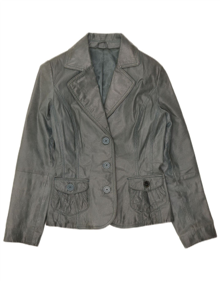 Giacca blazer vintage da donna a 3 bottoni UK 10 piccola grigia