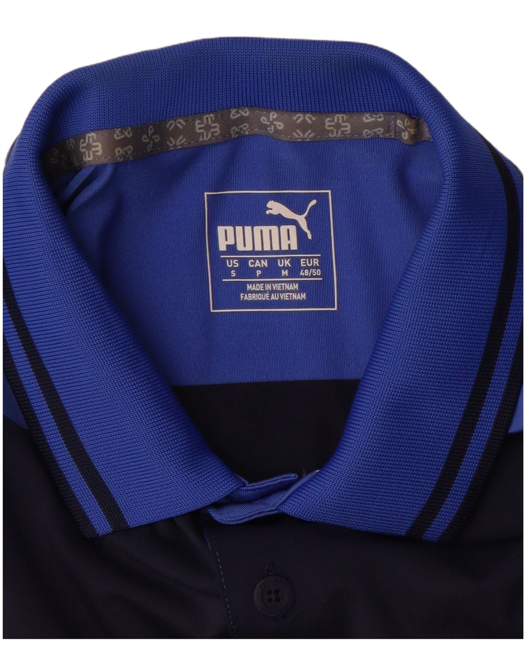 PUMA Mens Polo Shirt Medium Blue Striped Polyester