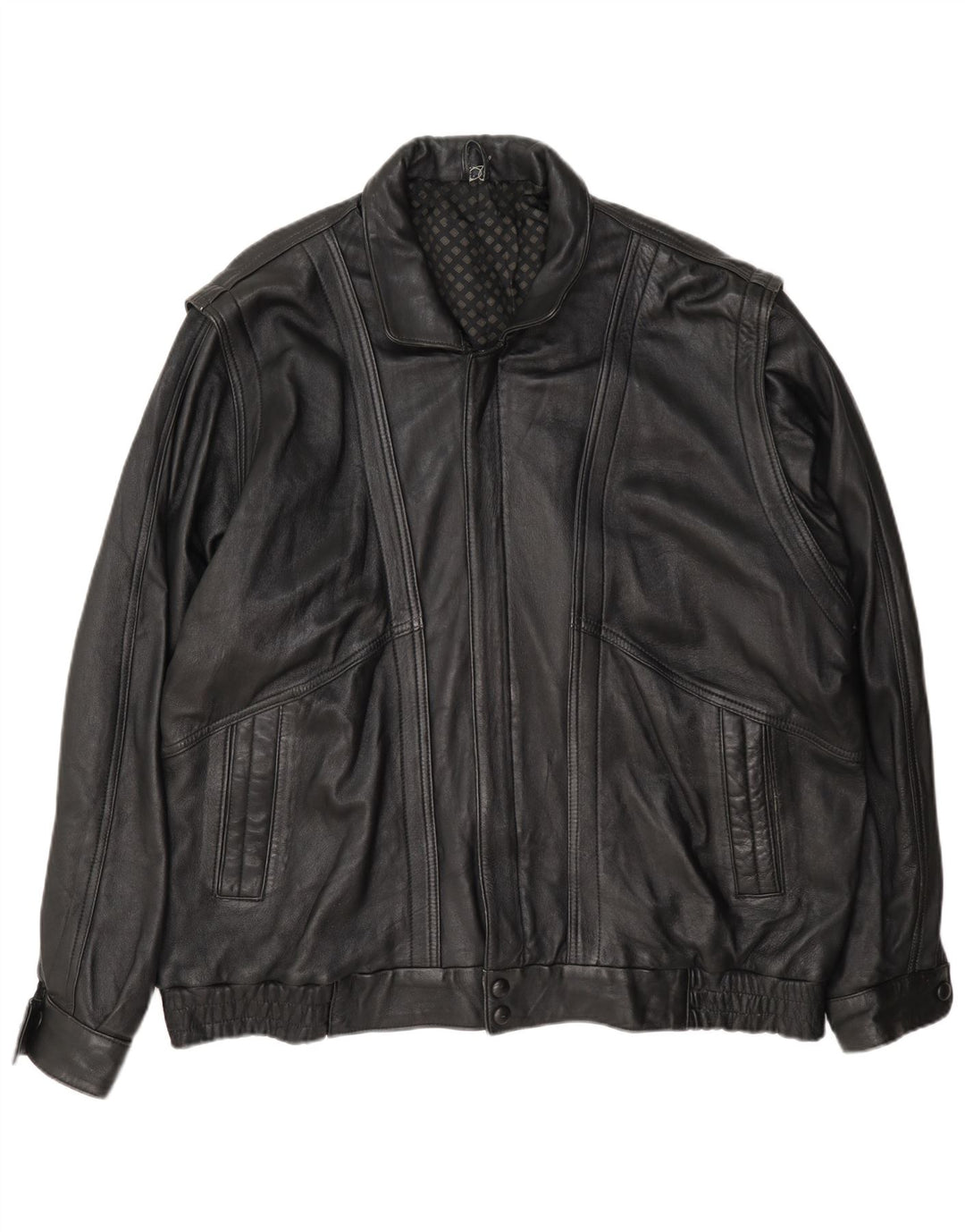 Giacca da aviatore da volo con zip vintage da uomo UK 42 XL nera