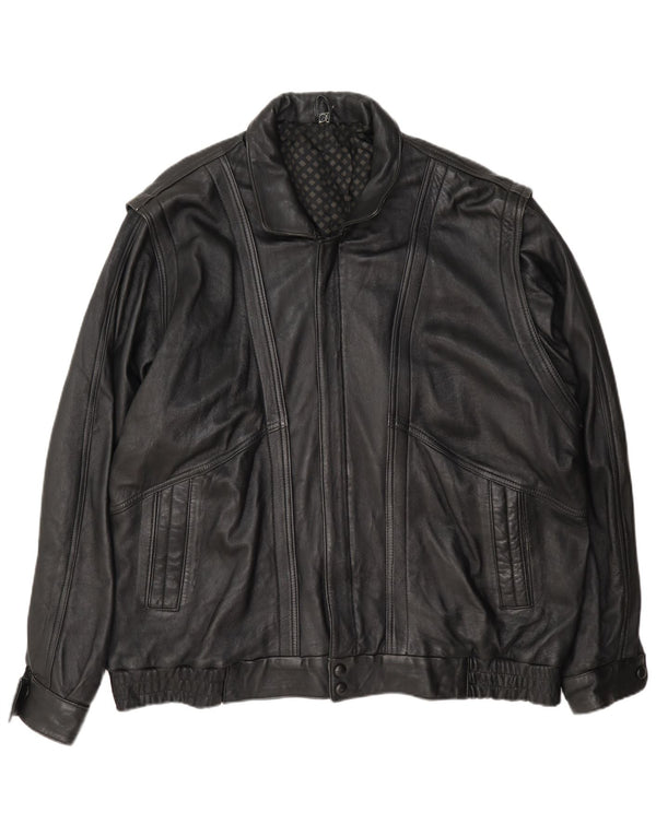 Giacca da aviatore da volo con zip vintage da uomo UK 42 XL nera