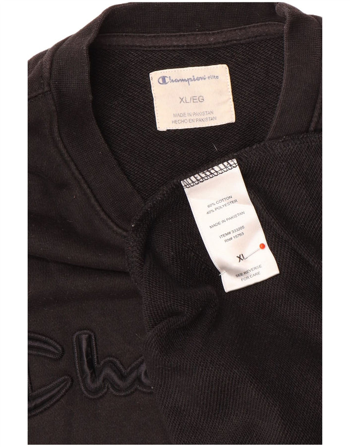 Felpa grafica da uomo Champion Jumper XL in cotone nero