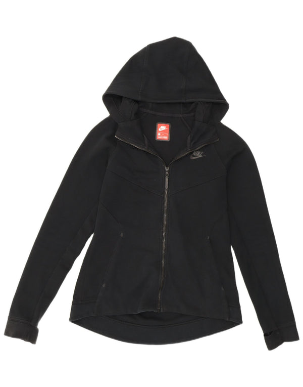 Maglione con cappuccio e zip da donna NIKE UK 12 cotone nero medio