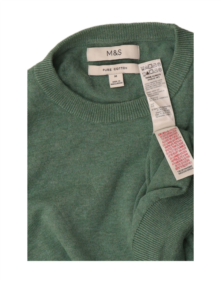 Maglione maglione girocollo da uomo Marks & Spencer in cotone verde medio