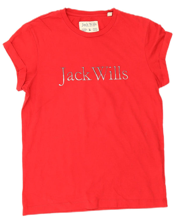 T-shirt grafica da donna Jack Wills Top UK 8 piccolo cotone rosso