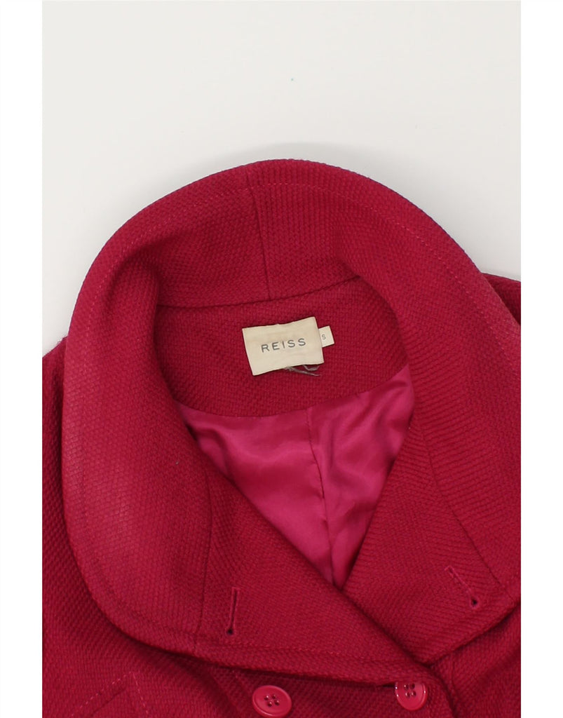 REISS Womens Double Breasted Coat UK 10 Small Pink Wool Vintage Reiss and Second-Hand Reiss from Messina Hembry 