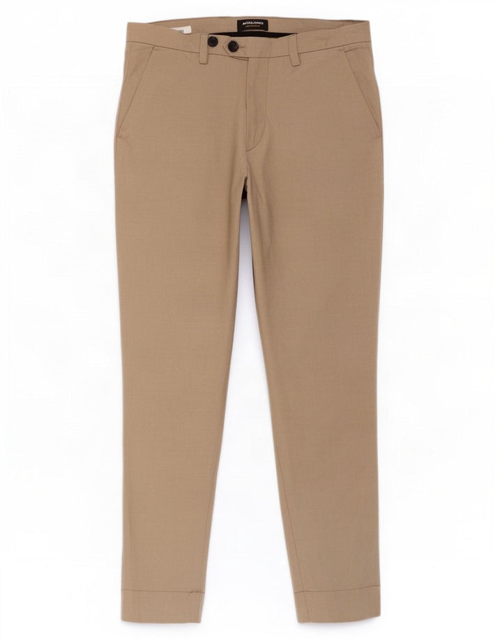 Pantaloni chino affusolati da uomo Jack & Jones W34 L32 poliestere beige