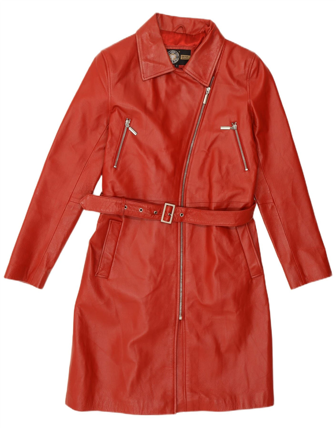 Cappotto in pelle da donna Kara UK 10 piccolo in pelle rossa