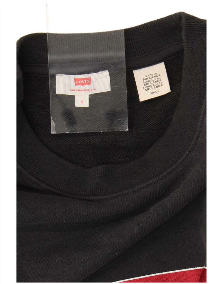 Levi's Donna Crop Felpa Maglione UK 10 Piccolo Nero Colourblock