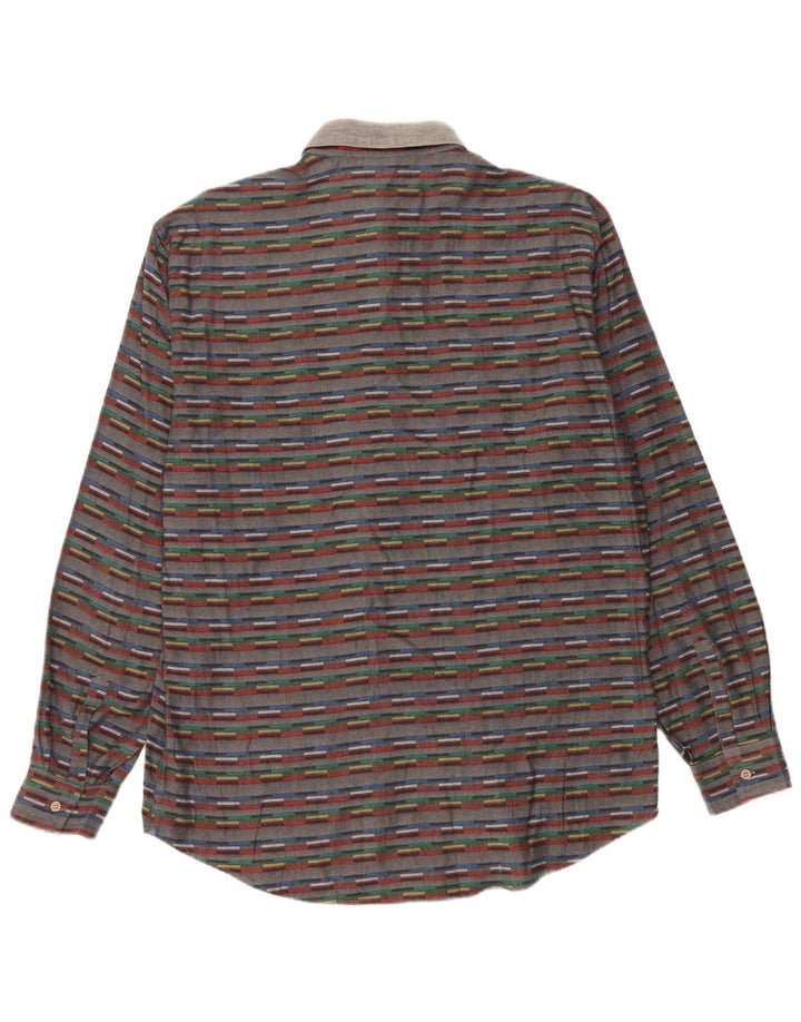 Camicia da uomo vintage taglia 41 16 grande cotone a righe grigie