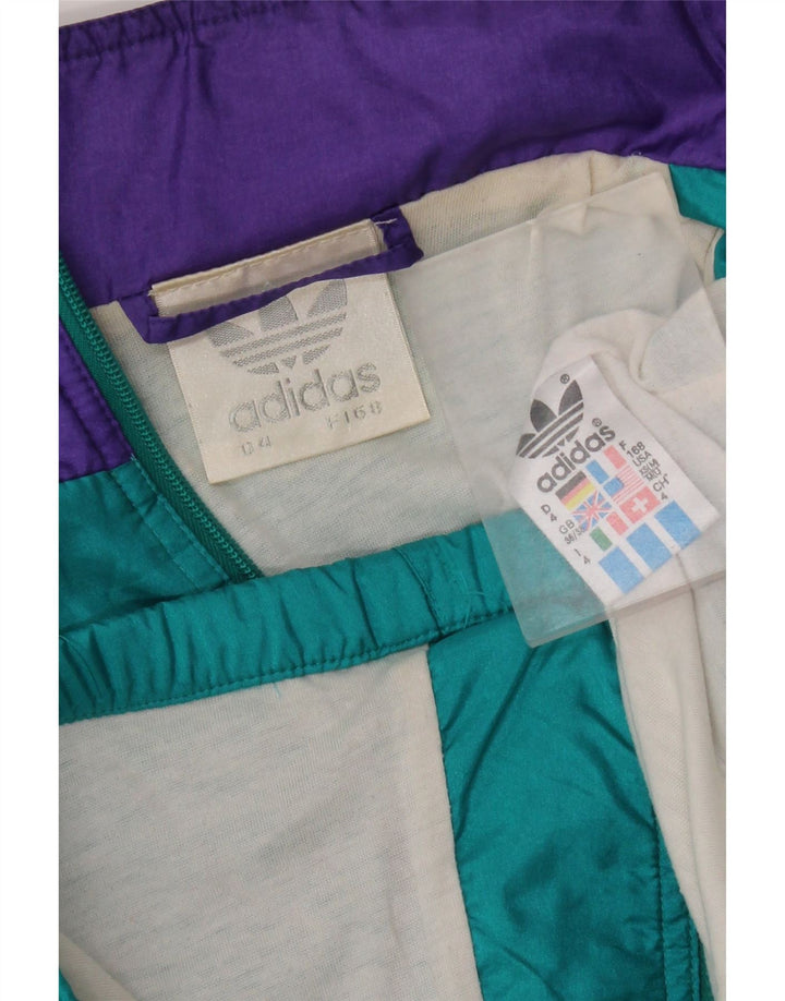 Giacca superiore della tuta retrò da uomo Adidas UK 36/38 Small Turchese Poliammide