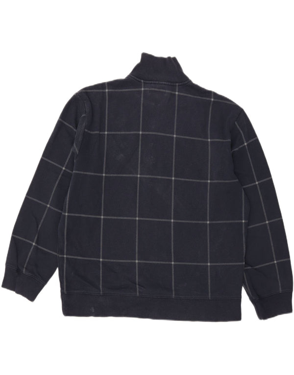 Felpa da uomo con collo con zip Nautica, maglione XL, cotone a quadri blu navy