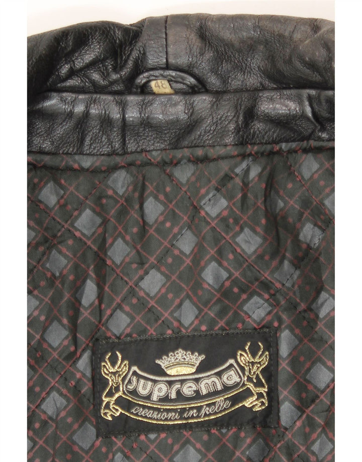 Giacca in Pelle Uomo Suprema IT 48 Pelle Nera Media