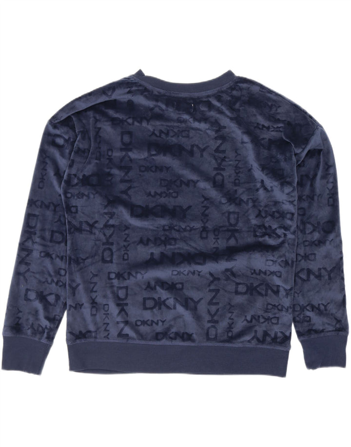Dkny Felpa con grafica oversize da donna UK 10 Small Blu Navy
