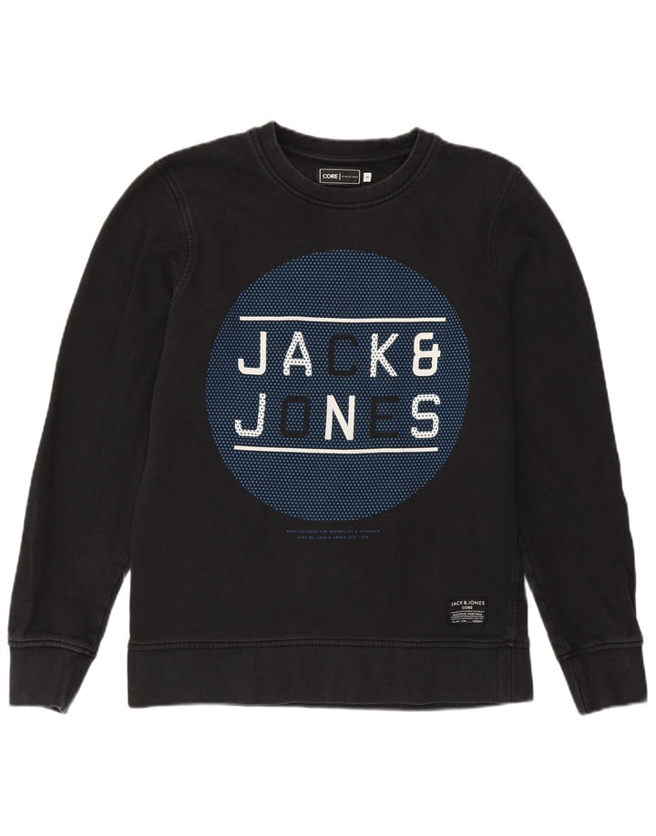 Jack & Jones Felpa grafica da uomo Maglione piccolo cotone nero