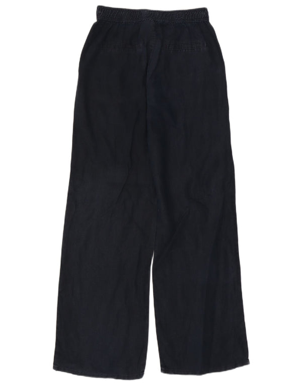 Pantaloni chino a gamba larga da donna Marks & Spencer UK 8 piccoli W26 L30 blu navy
