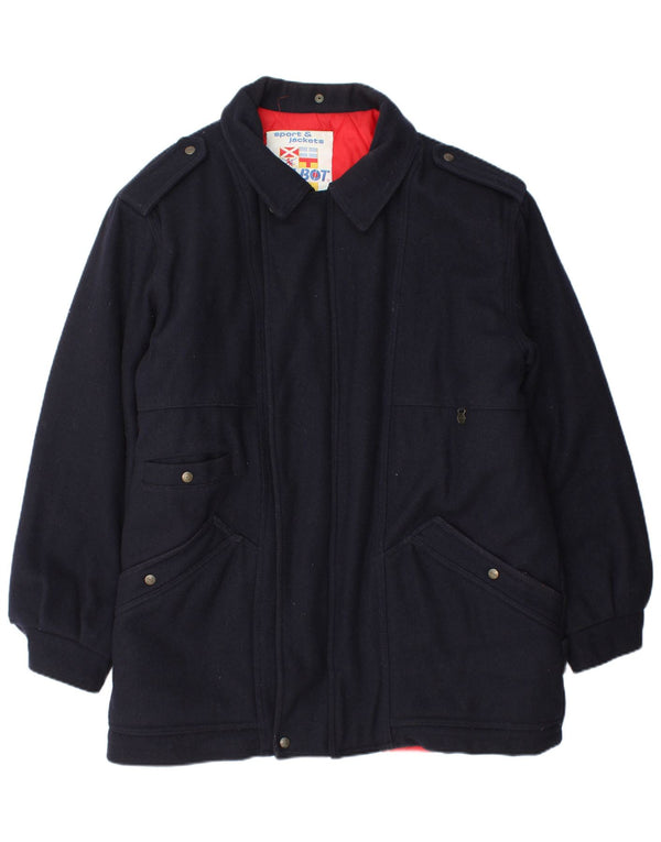 Polbot Mens Military Jacket UK 42 XL Navy Blue Wool