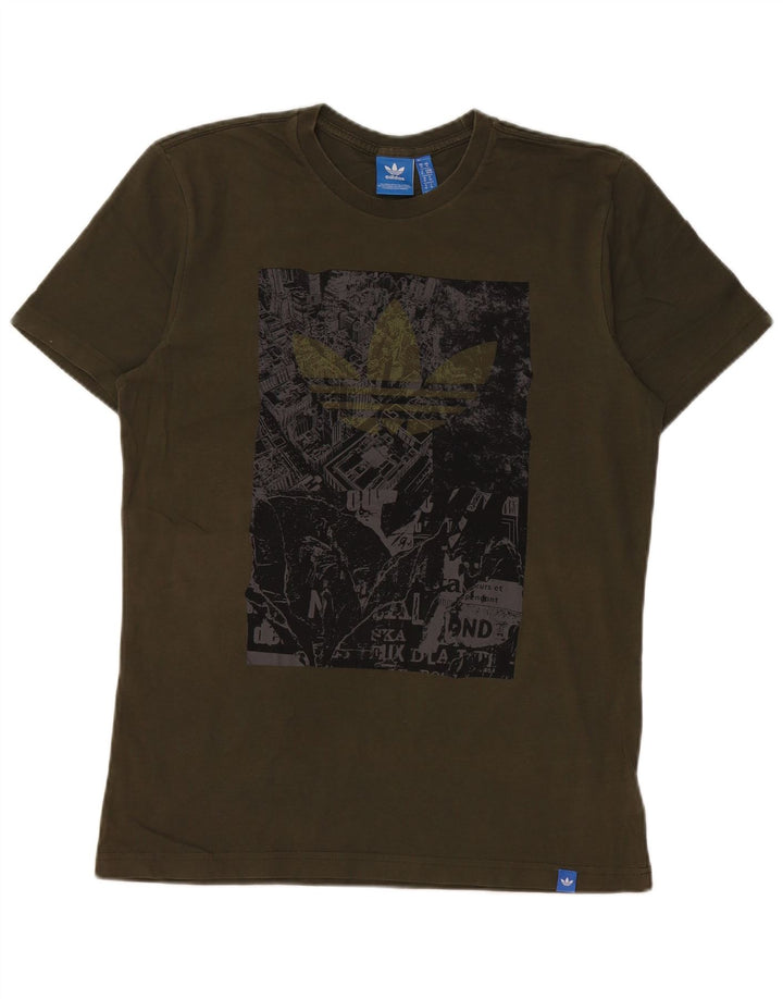 T-shirt grafica da uomo Adidas Top in cotone verde medio