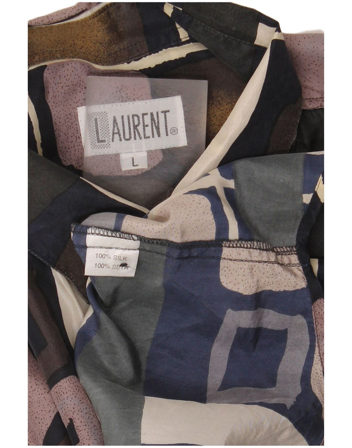 Camicia a maniche corte da uomo Laurent grande in seta geometrica multicolore