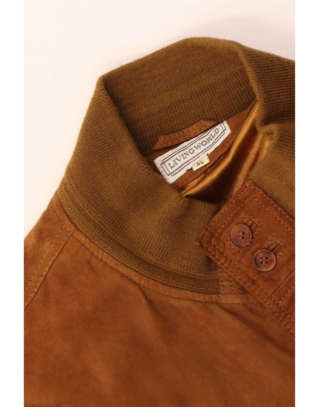 Giubbotto bomber in pelle scamosciata da uomo Living World UK 42 XL Beige