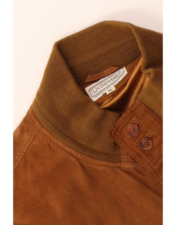 Giubbotto bomber in pelle scamosciata da uomo Living World UK 42 XL Beige