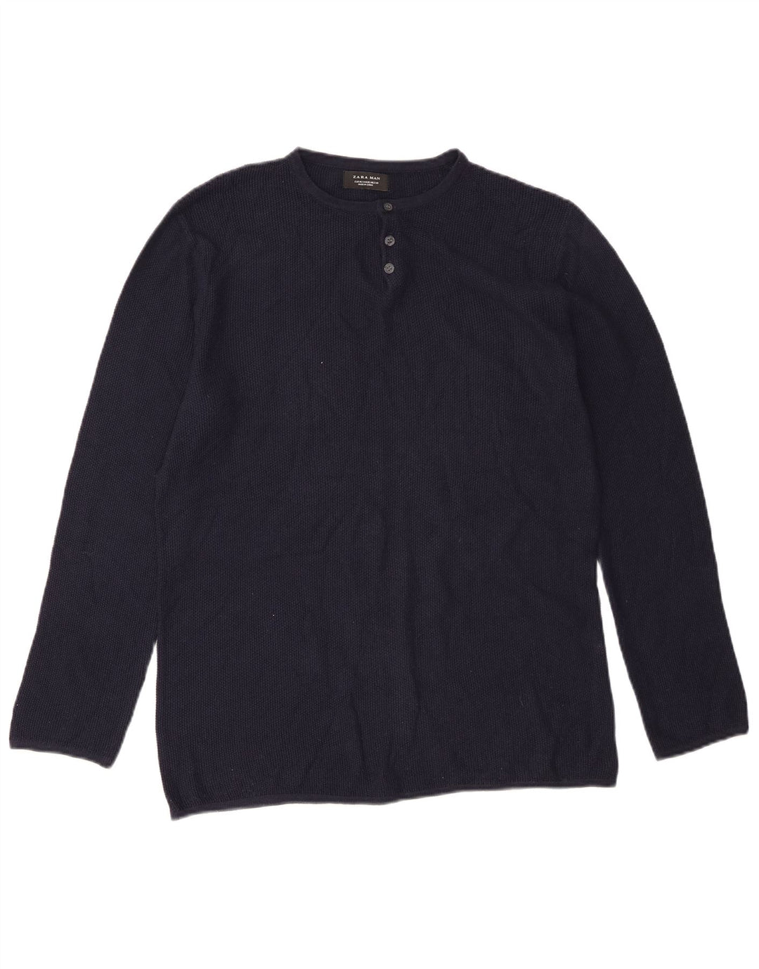 Top Zara da uomo a maniche lunghe blu navy medio