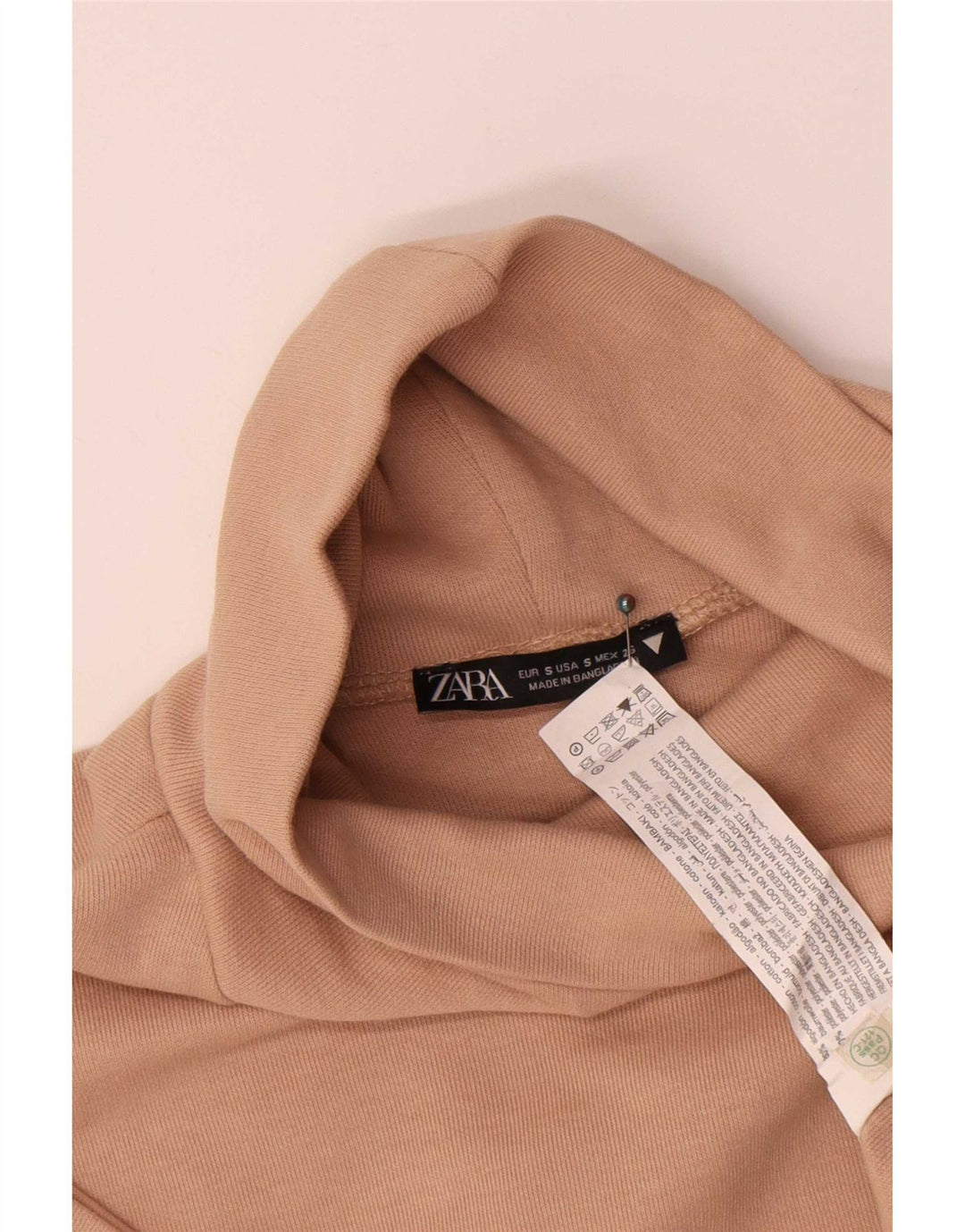 Abito a trapezio da donna Zara UK 10 piccolo in cotone beige