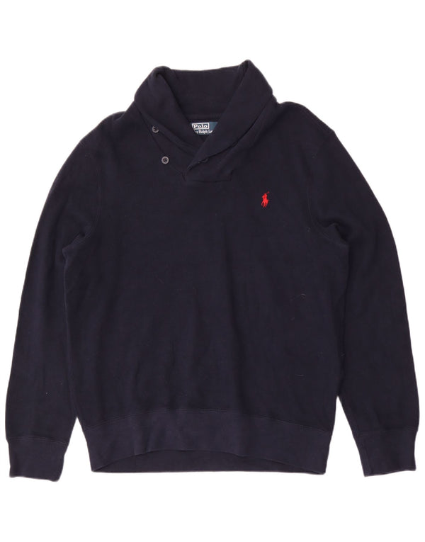 Polo Ralph Lauren Maglione da uomo con collo a scialle di grandi dimensioni in cotone blu navy