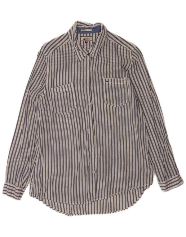 Camicia da donna Tommy Hilfiger UK 14 Viscosa gessata bianca media