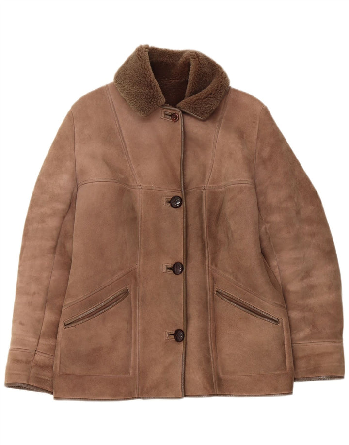 Giacca in shearling da donna Nurseys UK 16 Grande pelle di pecora marrone