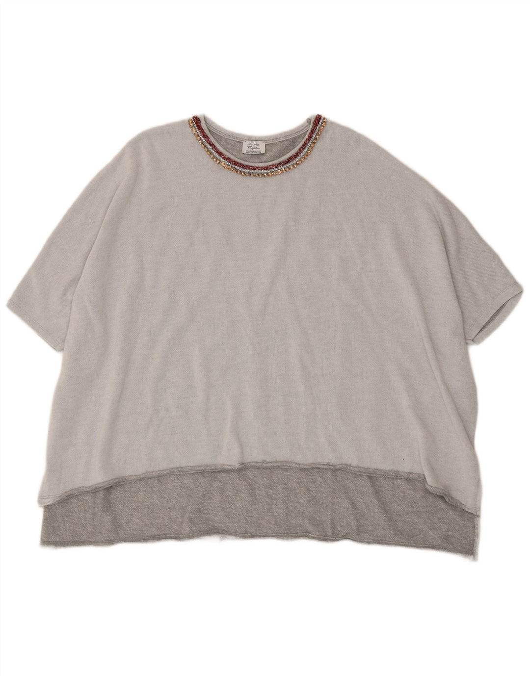 T-shirt oversize Zara Trafaluc da donna UK 14 Poliestere grigio medio