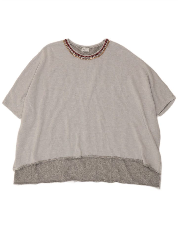 T-shirt oversize Zara Trafaluc da donna UK 14 Poliestere grigio medio