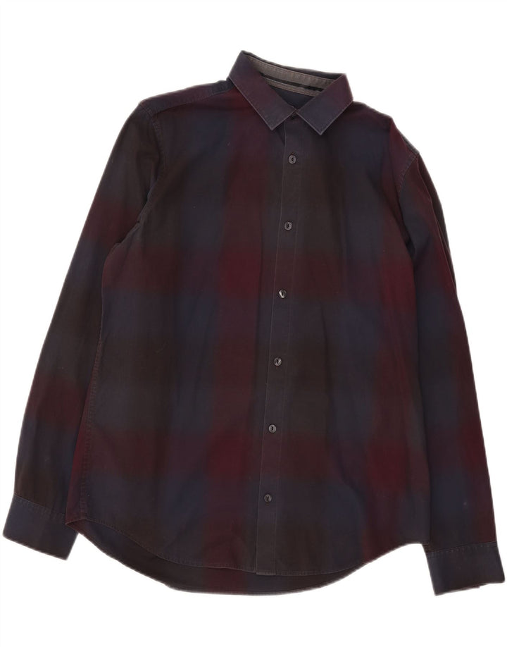 Camicia da uomo Calvin Klein in cotone scozzese medio bordeaux