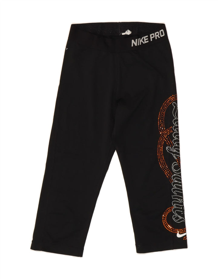 NIKE Womens Graphic Capri Leggings UK 4 XS  Black Vintage Nike and Second-Hand Nike from Messina Hembry 