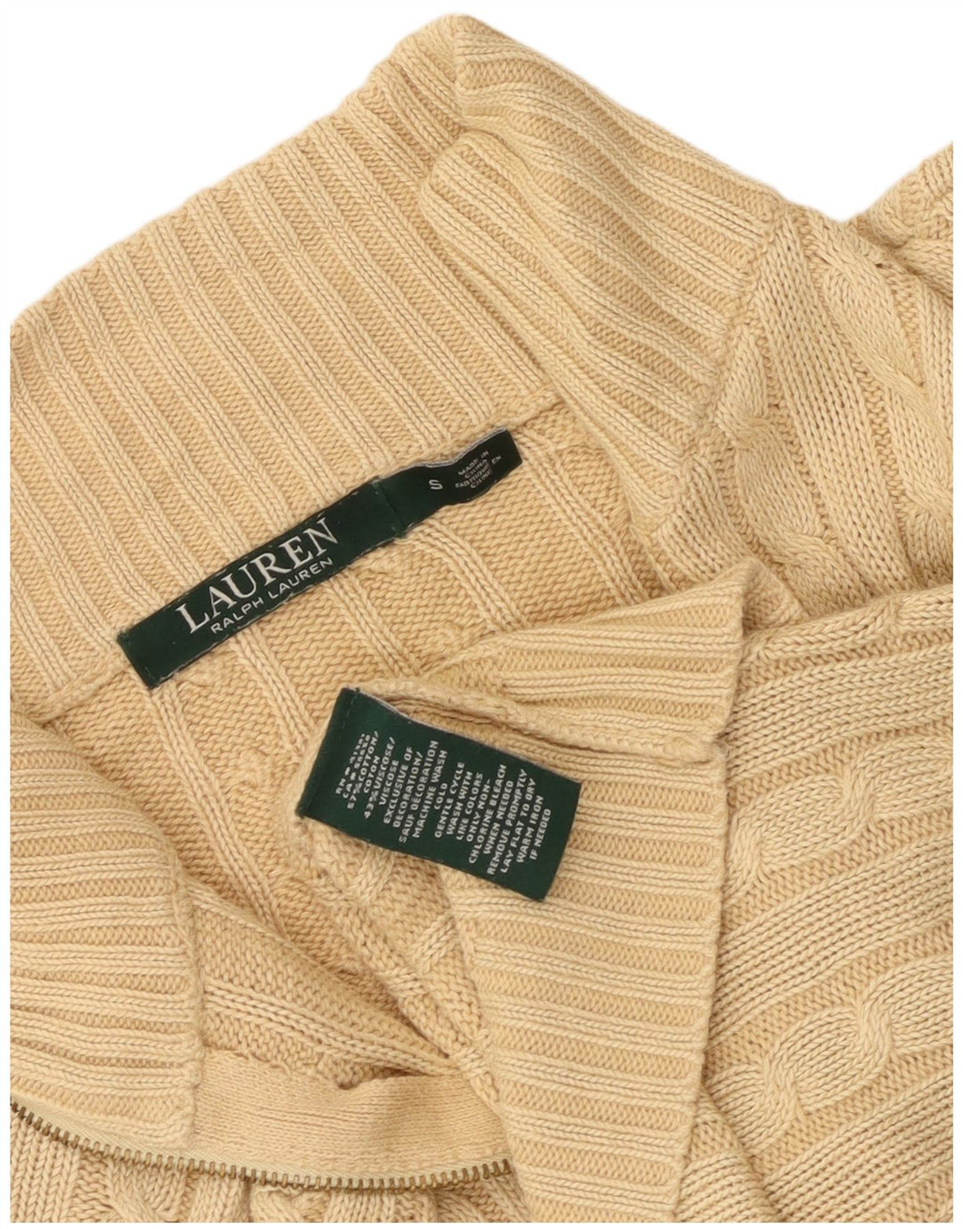 Maglione cardigan oversize corto da donna Ralph Lauren UK 10 piccolo Beige