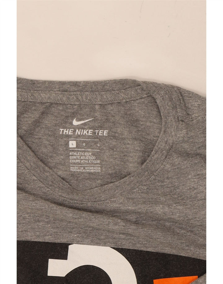 NIKE Mens Athletic Cut Graphic Top Long Sleeve Large Grey Vintage Nike and Second-Hand Nike from Messina Hembry 