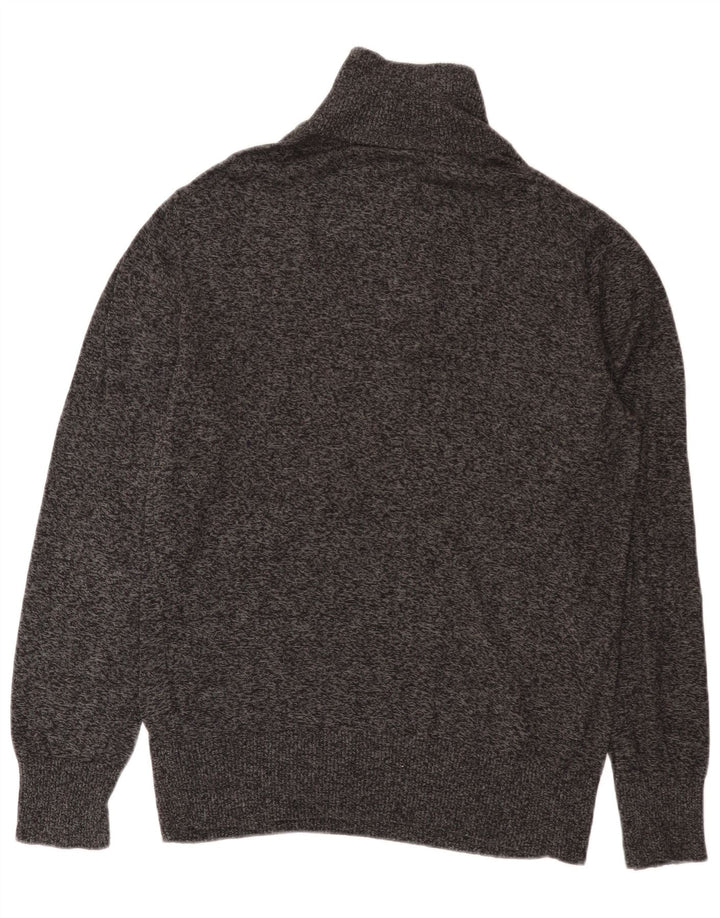 Maglione da uomo con zip e collo Superdry, in cotone chiazzato grigio grande