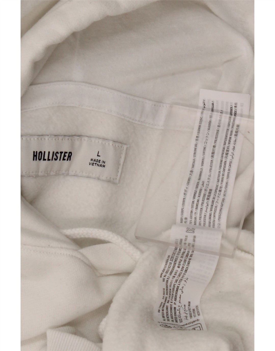 Maglione con cappuccio da uomo HOLLISTER grande in cotone bianco