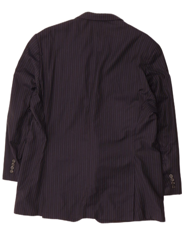 RALPH LAUREN Giacca blazer da uomo a 2 bottoni IT 52 XL Lana gessata blu navy