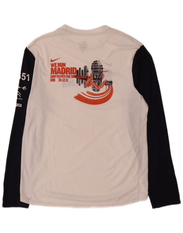 Top Nike Dri Fit Graphic da uomo a maniche lunghe, color block bianco medio
