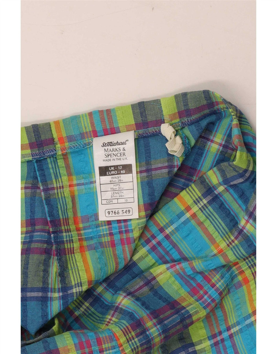 Gonna a tubino da donna Marks & Spencer UK 12 media W26 a quadri multicolore