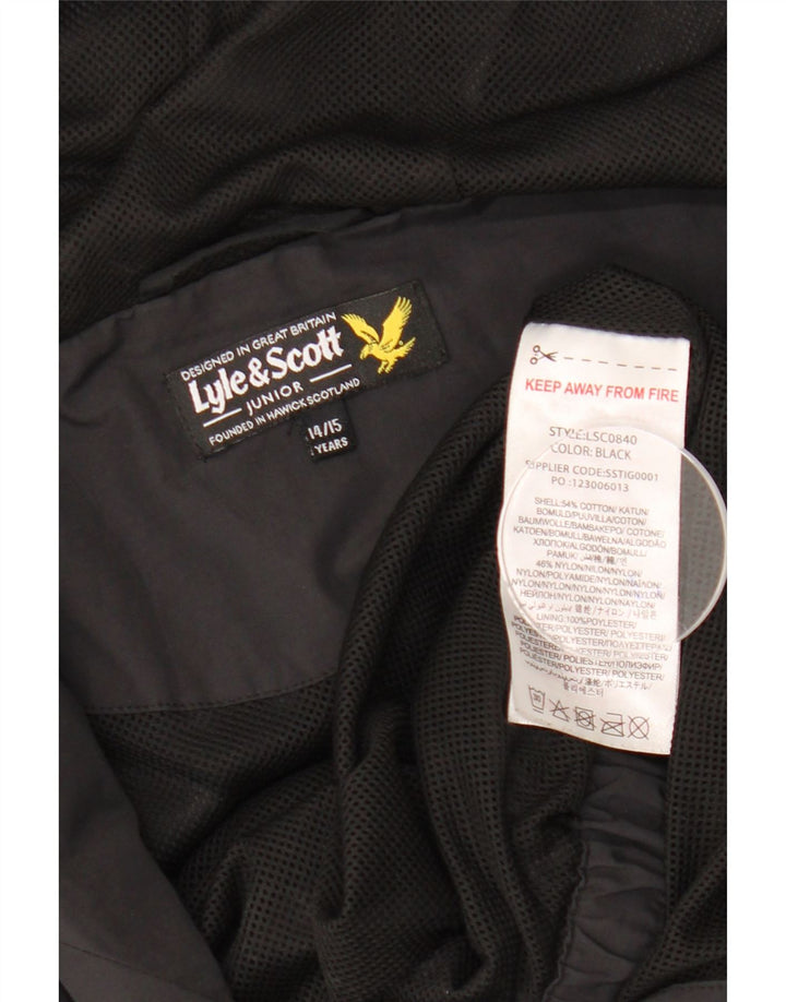 Giubbotto bomber con cappuccio da ragazzo LYLE & SCOTT 14-15 anni in cotone nero