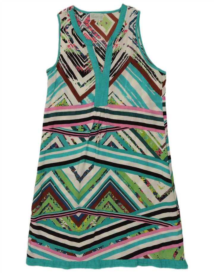Abito a trapezio senza maniche da donna Marila UK 14 Grande motivo geometrico multicolore